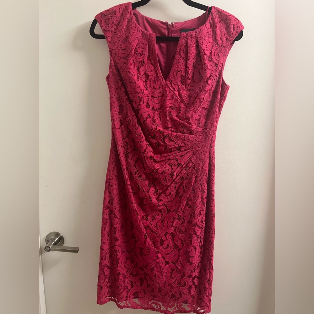 Adrianna Papell berry pink lace sheath dress - Size 2